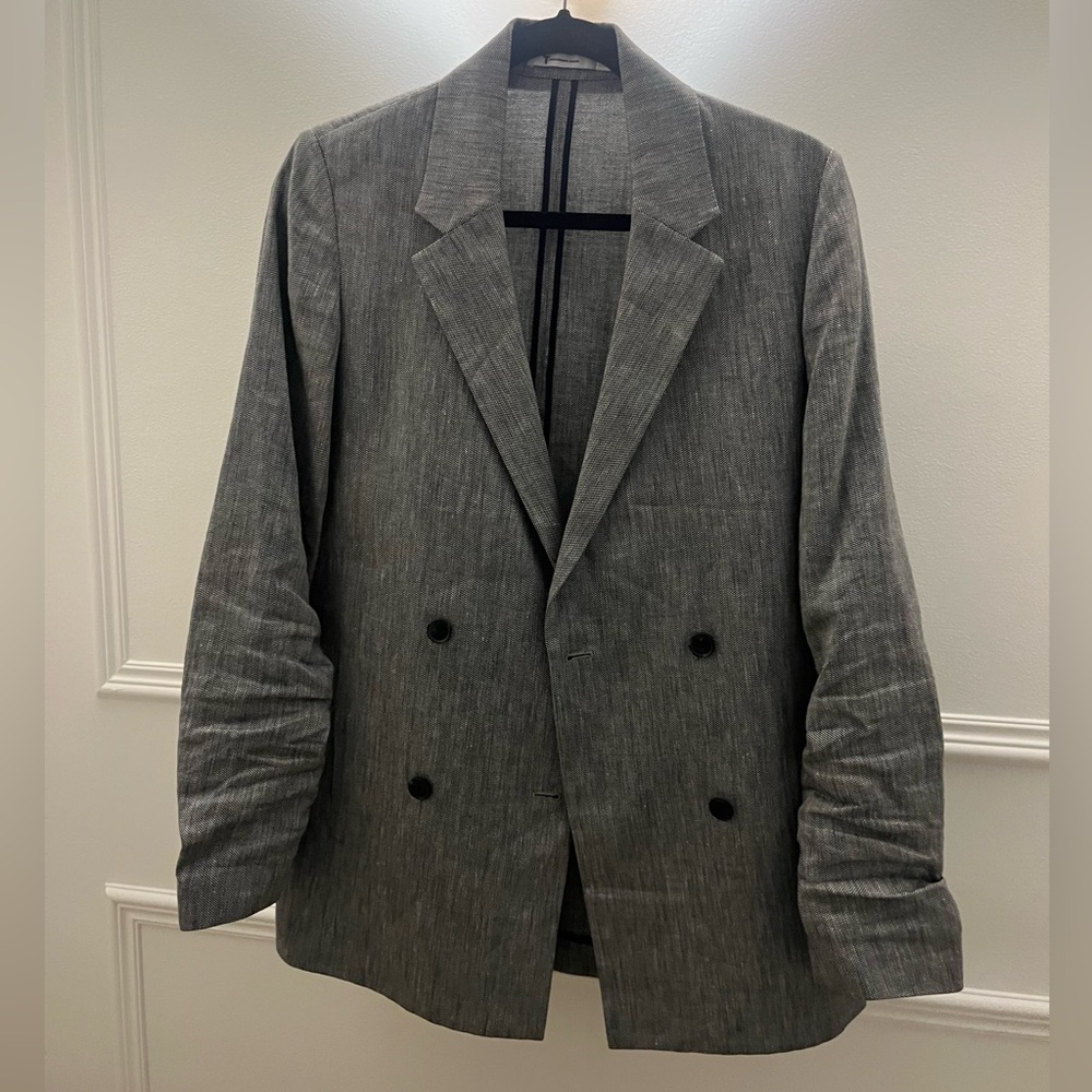 Alexander Wang Charcoal Double-Breasted Linen Blazer
